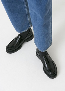 Women's Black Patent Saddle Loafers