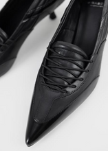 Load image into Gallery viewer, Black Pointed Lace Up Heels