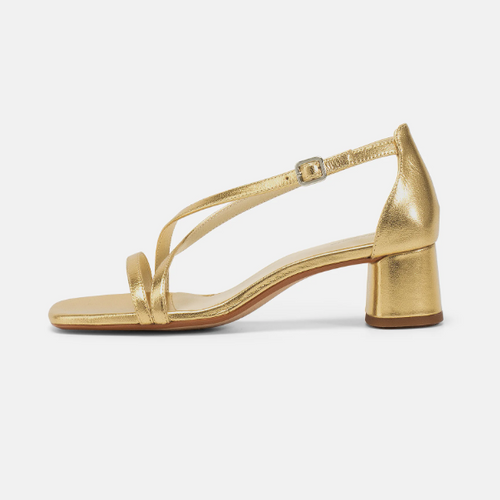strappy gold heeled sandal