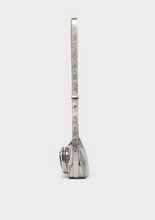 Load image into Gallery viewer, silver handbag with pocket side view