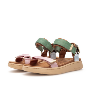 colorful strappy sandals with beige sole