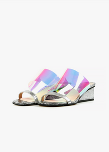 CLEAR WEDGE Silver Sandal