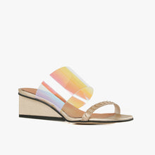 Load image into Gallery viewer, iridescent gold wedge sandal