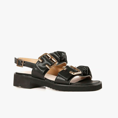 Dressy Black Flat Sandal