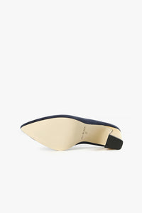 Sole of Navy suede shoe