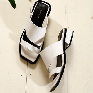 ANGLE MULE White Strappy Sandal