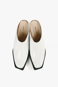 Square toe white mules