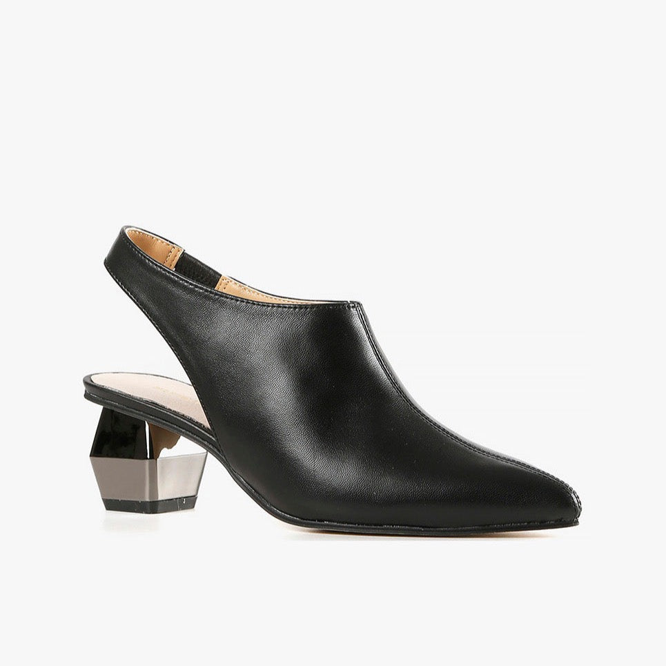 RUBIC SLINGBACK Black Leather Slingbacks