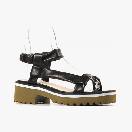 Black Strappy Sandal Low Heel