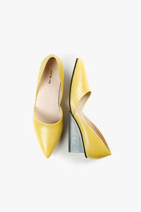 SQUARED OFF Yellow & Seafoam Green Wedge Pump