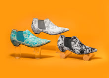 Load image into Gallery viewer, Teal and White, White and Grey Metallic, and Black and Grey Tie Dye booties