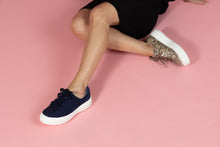 Load image into Gallery viewer, CALM Navy Suede and Leather Sneaker