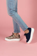 Load image into Gallery viewer, CALM Navy Suede and Leather Sneaker
