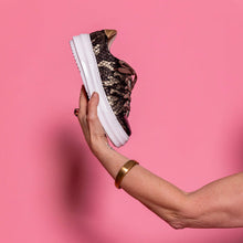 Load image into Gallery viewer, COSMOS Patent Brown &amp; Gold Snakeskin Sneaker
