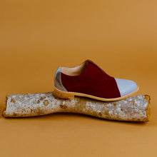 Load image into Gallery viewer, Red Suede Grey Toe Oxfords