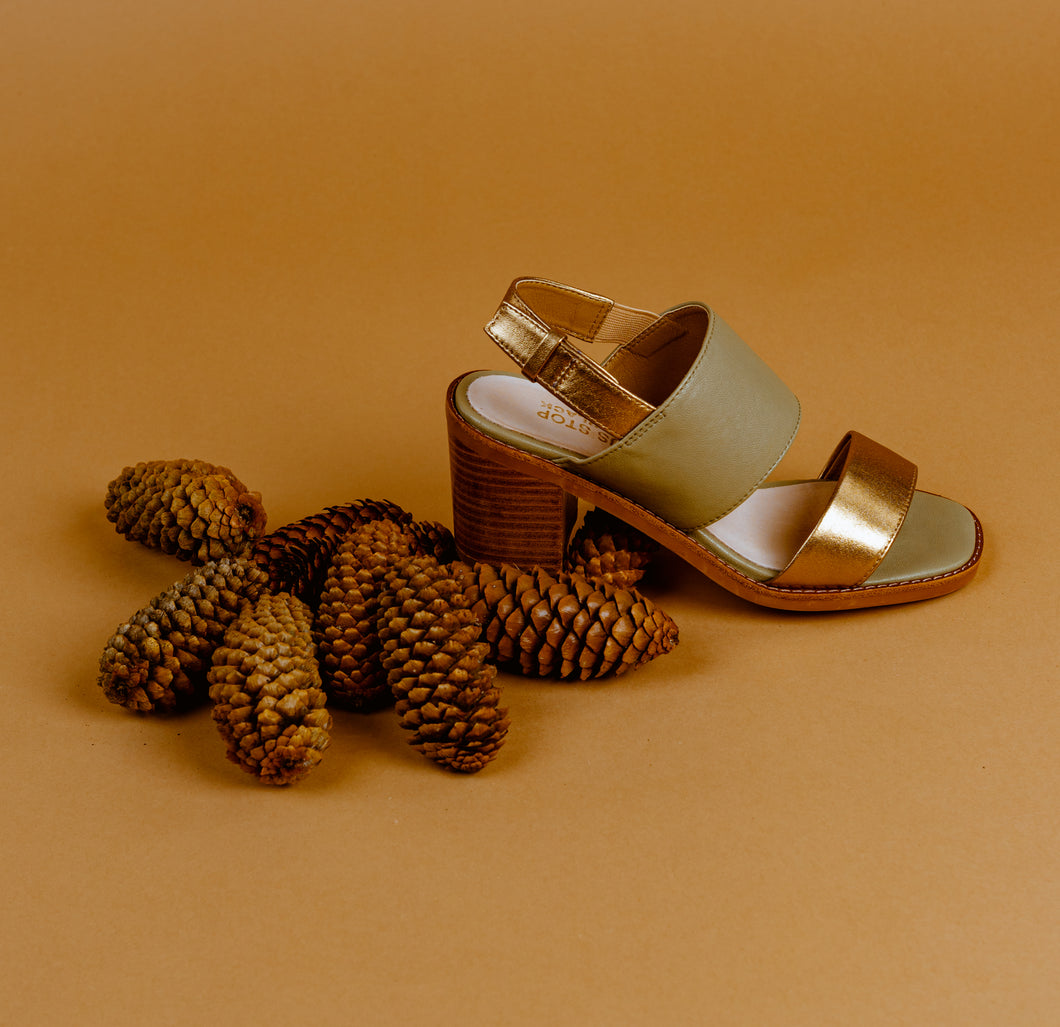 GOLD LEAF Green & Gold Strappy Sandal