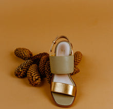 Load image into Gallery viewer, GOLD LEAF Green &amp; Gold Strappy Sandal