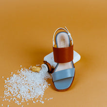 Load image into Gallery viewer, Light Blue and Tan Two Strap Sandal