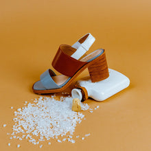 Load image into Gallery viewer, Sky Blue and Tan Strappy Sandal