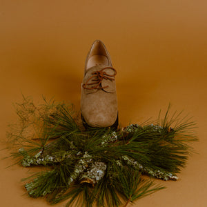 STONE Beige Lace Up Lug Shoes