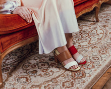 Load image into Gallery viewer, Two Strap Sandals with Wood Block Heels