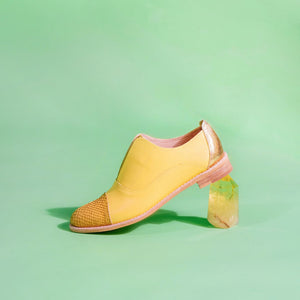 CITRINE Yellow Leather Oxfords