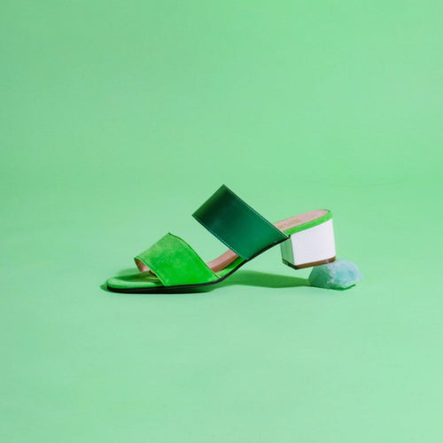 Green Wide Strap Mules