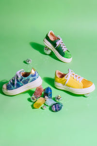 JADE Green Suede and Leather Sneakers