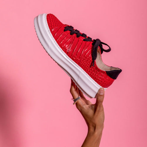 REVIVE Red Snakeskin Leather Sneaker