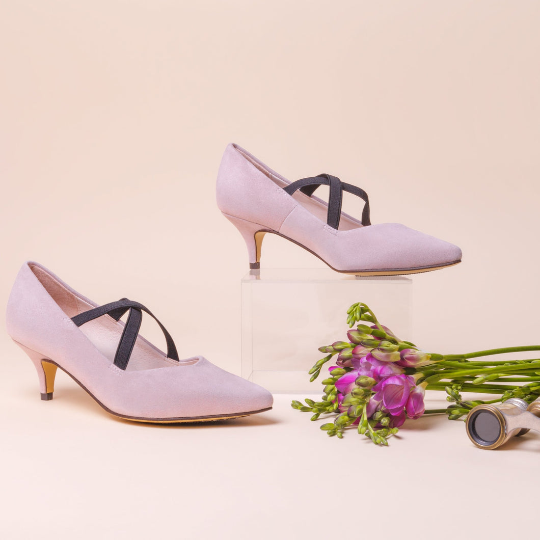 Pink suede kitten heels outlet