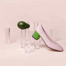 Load image into Gallery viewer, Pale pink pump with apple green heels.