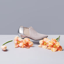 Load image into Gallery viewer, Pale Pink Suede and Silver Ankle Boots