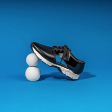 Load image into Gallery viewer, Black leather &amp; black patent lace-up urban sneaker.