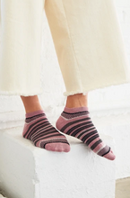 Load image into Gallery viewer, CHECKS + STRIPES Cotton Shortie Socks Mauve