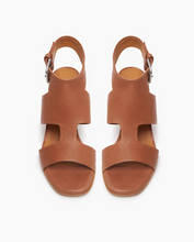 Load image into Gallery viewer, BERRY Tan Leather Block Heel Strappy Sandal