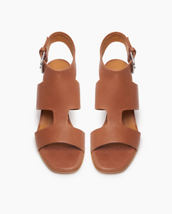 Tan Leather T Strap Sandal made in Spain