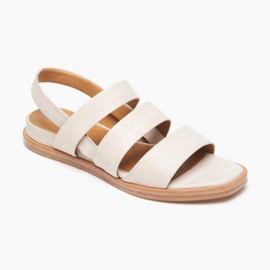 Cream Leather Banded Flat Sandal