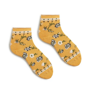 FLORAL COTTON Anklet Sock Yellow