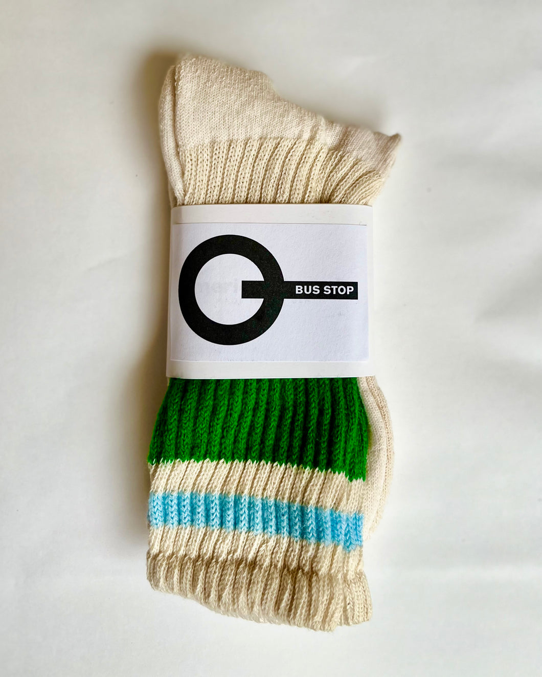 STRIPE Green Cotton Crew Socks