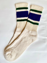Load image into Gallery viewer, STRIPE Purple Cotton Crew Socks