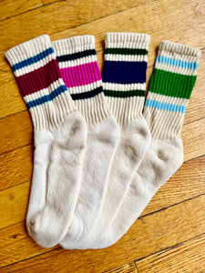STRIPE Purple Cotton Crew Socks
