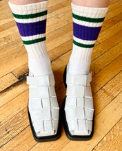 Load image into Gallery viewer, STRIPE Purple Cotton Crew Socks