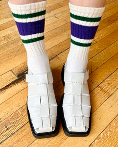 STRIPE Purple Cotton Crew Socks