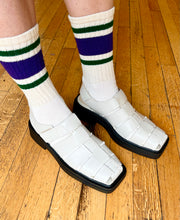 Load image into Gallery viewer, STRIPE Purple Cotton Crew Socks