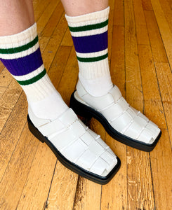 STRIPE Purple Cotton Crew Socks