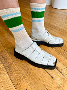 STRIPE Green Cotton Crew Socks
