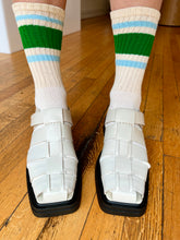 Load image into Gallery viewer, STRIPE Green Cotton Crew Socks