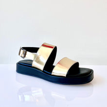 Load image into Gallery viewer, DOUBLE BANDED DEMI Gold Leather Sandal