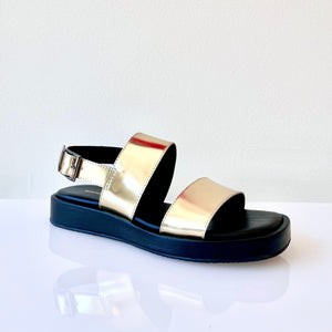 DOUBLE BANDED DEMI Gold Leather Sandal