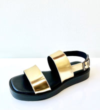Load image into Gallery viewer, DOUBLE BANDED DEMI Gold Leather Sandal